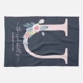 BLUSH BLUE NAVY FLORAL ALPHABETS SCHREIBEN U GESCHIRRTUCH (Horizontal)