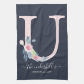 BLUSH BLUE NAVY FLORAL ALPHABETS SCHREIBEN U GESCHIRRTUCH (Vertikal)