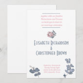 Blush Blue Pink Bläserblütenhochzeit Einladung (Vorne/Hinten)