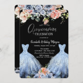Blush Blue Rose Blue Glitzer Dress Einladung (Vorne/Hinten)