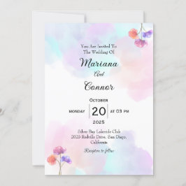 Blush & Blue Watercolor Einladungen für Hochzeiten