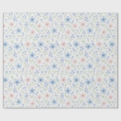 Blush Blue Watercolor Floral Blooms Geschenkpapier (Flach)