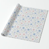 Blush Blue Watercolor Floral Blooms Geschenkpapier (Ungerollt)