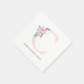 BLUSH BLUE WHUE BLLORAL ALPHABETS BUCHSTABE C SERVIETTE (Ecke)