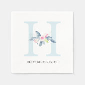 BLUSH BLUE WHUE BLLORAL ALPHABETS LETTER H SERVIETTE (Vorderseite)