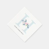 BLUSH BLUE WHUE BLLORAL ALPHABETS LETTER H SERVIETTE (Ecke)