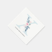 BLUSH BLUE WHUE BLLORAL ALPHABETS LETTER X SERVIETTE (Ecke)