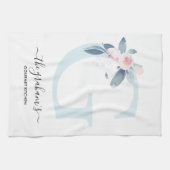 BLUSH BLUE WHUE BLLORAL ALPHABETS SCHREIBEN G GESCHIRRTUCH (Horizontal)