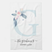 BLUSH BLUE WHUE BLLORAL ALPHABETS SCHREIBEN G GESCHIRRTUCH (Vertikal)