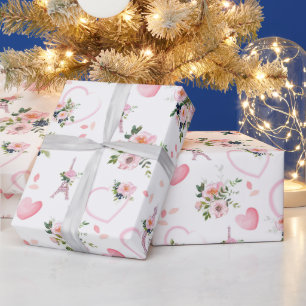 Blush Blues Eiffelturm Muster Geschenkpapier