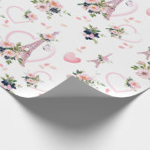 Blush Blues Eiffelturm Muster Geschenkpapier (Ecke)
