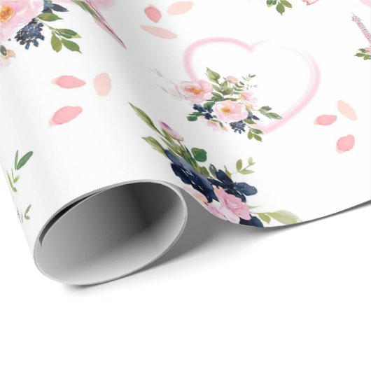Blush Blues Eiffelturm Muster Geschenkpapier (Rolleneckpunkt)