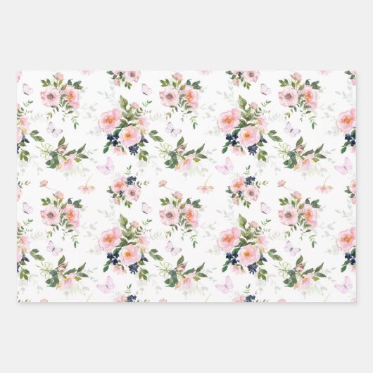 Blush Blues Eiffelturm Muster Geschenkpapier Set (Vorderseite 2)