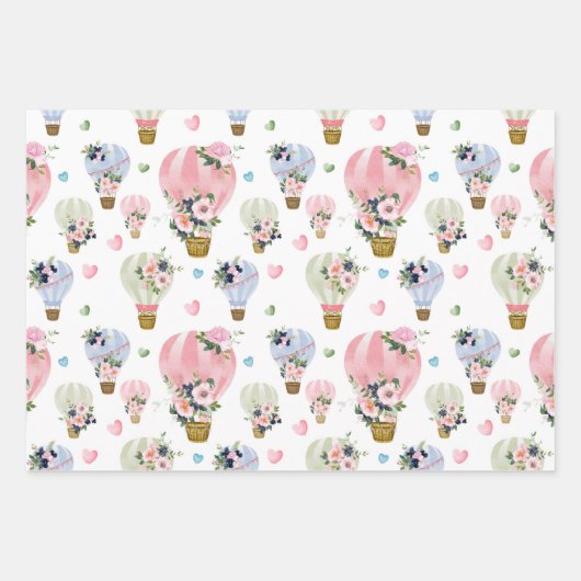 Blush Blues Eiffelturm Muster Geschenkpapier Set (Vorderseite 2)