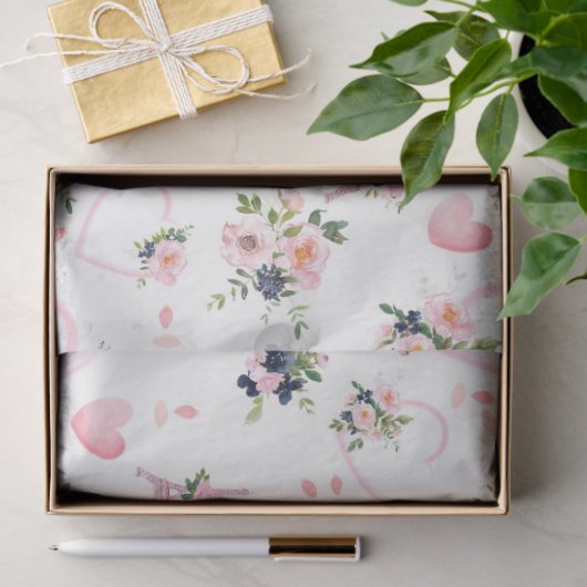 Blush Blues Eiffelturm Muster Seidenpapier (Geschenk)