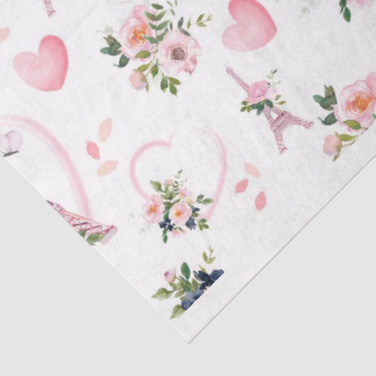 Blush Blues Eiffelturm Muster Seidenpapier (Ausschnitt)