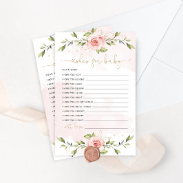 Blush Blues Gold Baby Dusche Wünsche für Babykarte