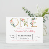 Blush Blues Golden ONE| Einladung zum 1. Geburtsta (Stehend Vorderseite)