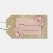 Blush-Blues-Hochzeit in Gold Glitzer Geschenkanhänger (Rückseite Horizontal)