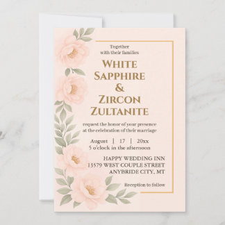 Blush-Blues-Hochzeitsempfang mit Goldrahmen Einladung