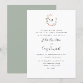 Blush Blume Bunch formale Monogramm Hochzeit Einladung