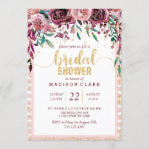 Blush Blume & Gold Bridal Dusche Einladung