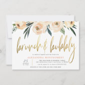 Blush Blume Gold Brunch & Bubbly Brautparty Einladung (Vorderseite)