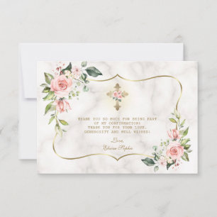 Blush-Blume Gold-Cross-Marmor-Bestätigung Dankeskarte