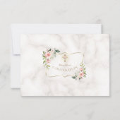 Blush-Blume Gold-Cross-Marmor-Bestätigung Dankeskarte (Rückseite)