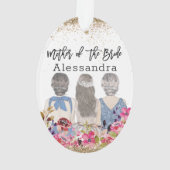 Blush Blume Gold Glitzer Mutter der Braut Ornament (Rückseite)
