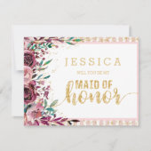 Blush Blume Gold werden Sie meine Trauzeugin sein Einladung (Vorderseite)