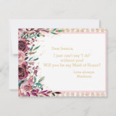 Blush Blume Gold werden Sie meine Trauzeugin sein Einladung (Rückseite)
