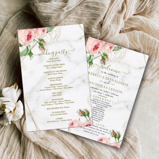 Blush Blume Hochzeitsprogramm