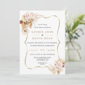 Blush Blume Pampas Gras auf einer Hochzeit Einladung (Stehend Vorderseite)