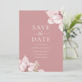 Blush Blume Petals Wedding Save The Date (Stehend Vorderseite)