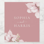 Blush Blume Petals Wedding Weinetikett (Einzelnes Label)