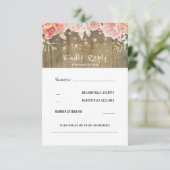 Blush-Blume Rustikale String-Lights Hochzeit RSVP Karte (Stehend Vorderseite)