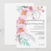 Blush Blume Spanische Hochzeitsreise Einladung (Vorne/Hinten)