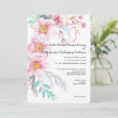 Blush Blume Spanische Hochzeitsreise Einladung (Stehend Vorderseite)