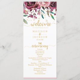 Blush Blume Streifen & Gold Hochzeitsprogramm Programm