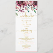 Blush Blume Streifen & Gold Hochzeitsprogramm Programm (Vorderseite)