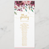 Blush Blume Streifen & Gold Hochzeitsprogramm Programm (Rückseite)