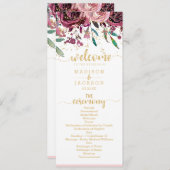 Blush Blume Streifen & Gold Hochzeitsprogramm Programm (Vorne/Hinten)