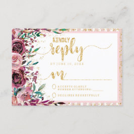 Blush Blume Streifen und UAWG für Hochzeitsfeiern RSVP Karte