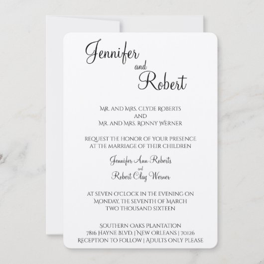 Blush Blume Wasserfarbe Einladung Hochzeit (Vorderseite)