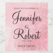 Blush Blume Wasserfarbener Hochzeitwein Weinetikett (Einzelnes Label)