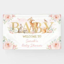 Blush Blume Woodland Animals Kinderdusche Begrüßun Banner