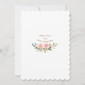 Blush Blume Wreath Girl Erste Heilige Kommune Einladung (Rückseite)