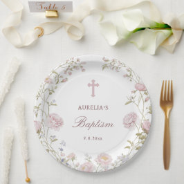 Blush-Blumen-Taufe Pappteller