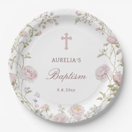 Blush-Blumen-Taufe Pappteller